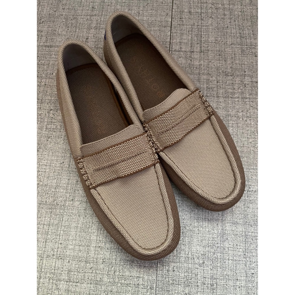 ROTHYS The Driving Loafer Mens 8 Womens 9.5 Tan Brown Knit Slip On Shoes Casual